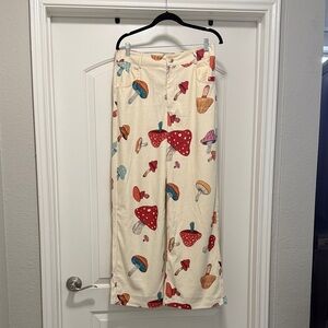 Cider Cream Mushroom Print Flare Pants
